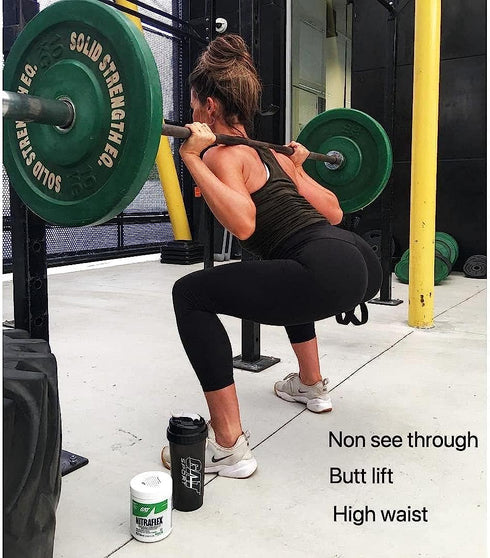High Waisted Womens Black Workout Leggings - Running Tummy Control Yoga Pants